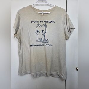 🌷 Teeturtle Women's XL "I've Got 99 Problems" Off-white Crewneck Tee